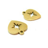 Pendentif, Médaillon Cœur avec étoile 11mm, Acier Inoxydable 316L doré à l'or fin 18K, Placage IONIQUE