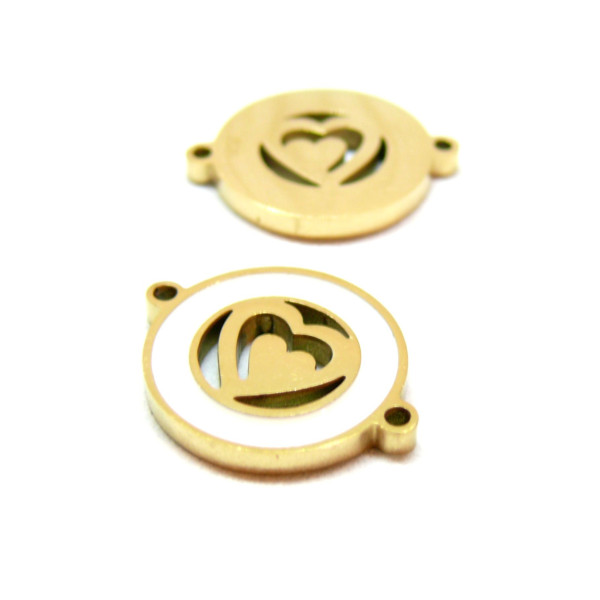 Connecteur Coeur 14.5mm, Acier Inoxydable 304 finition Doré