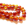 Perles Rondes 10mm, Verre craquelé teinté Rouge et Jaune