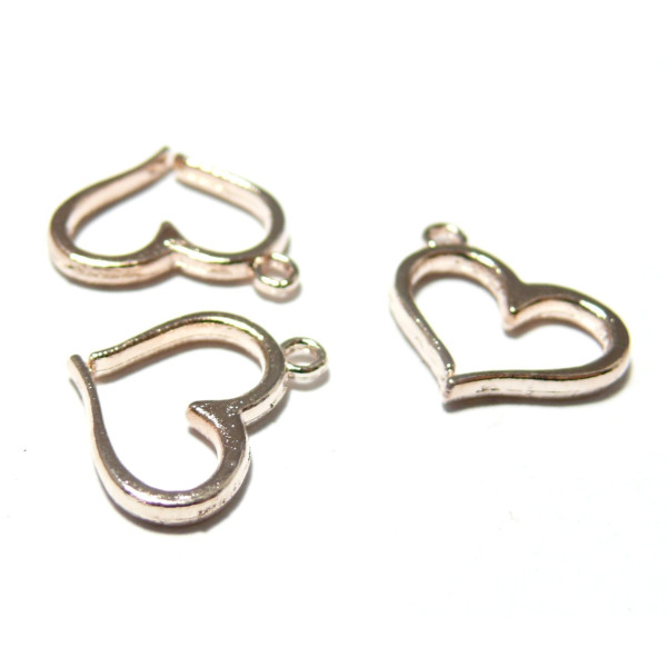 Breloques pendentifs Coeur, métal couleur Or Rose