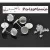 Supports de Boucle d'oreille Puce, Clous 14 mm, cuivre finition Argent Vif et 10 poussoirs