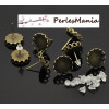 Supports de Boucle d'oreille, PUCE VAGUE 14mm, métal finition BRONZE et 10 stoppeurs