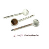 Supports de barrettes, bob pin, 14mm, laiton, finition Argent VIF, ronde qualité