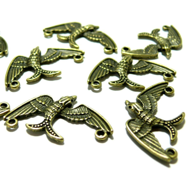Pendentifs, breloque  connecteur oiseau , laiton finition Bronze