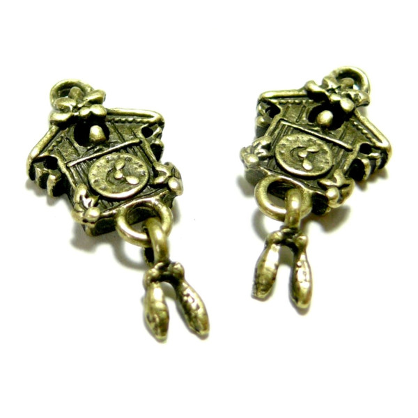 A15527 – Lot de 10 pendentifs Coucou 6x21mm – Métal Couleur Bronze