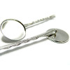 Lot de 4 supports de barrettes, Bob pin, Plateau dentelle 18mm, laiton, finition Argent platine