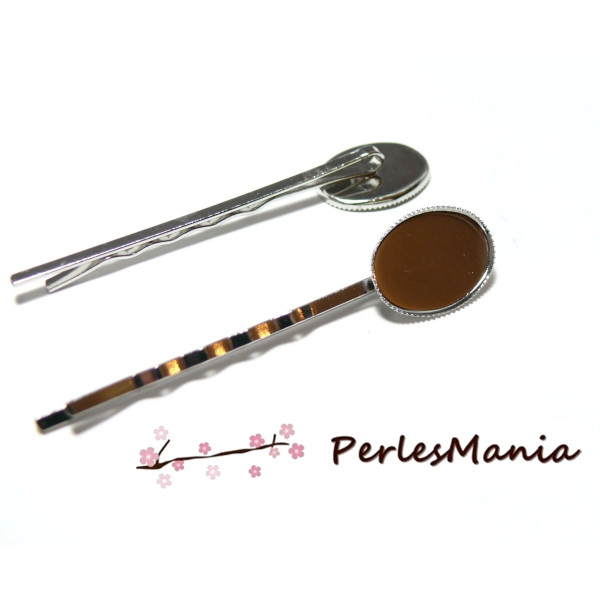 10 supports de barrette plateau dent 13 par 18mm  argent platine pour création de bijoux 