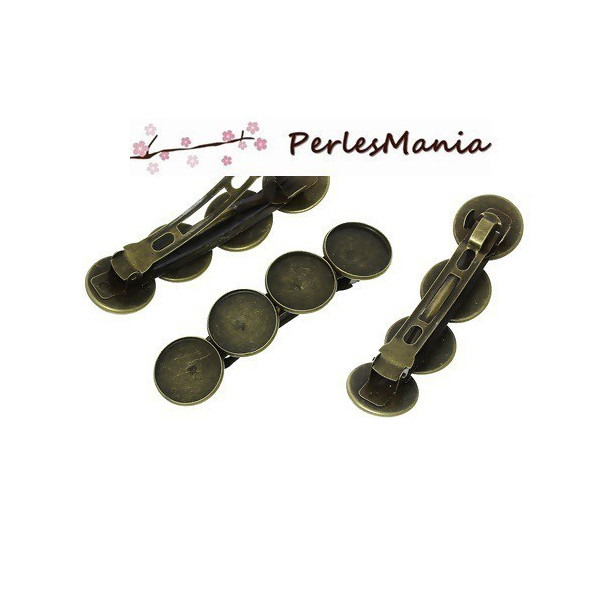 Barrettes CLIPS, PINCE A CHEVEUX,  laiton finition BRONZE, pour 4 cabochons en 20mm