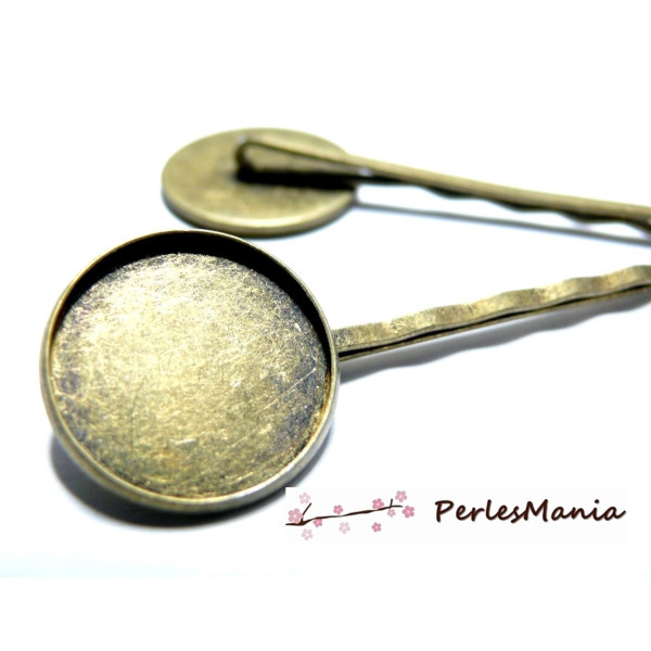 Supports de barrettes 12mm BRONZE ronde qualité