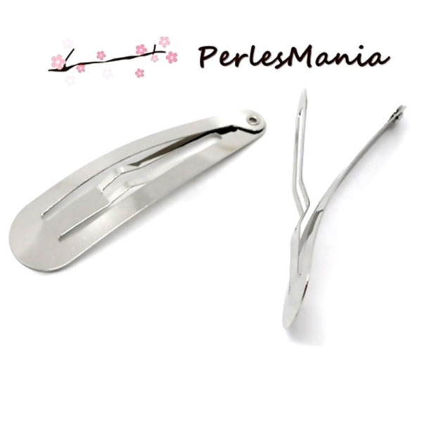 Supports de barrette CLIPS SIMPLE 60mm, métal finition ARGENT PLATINE, DIY