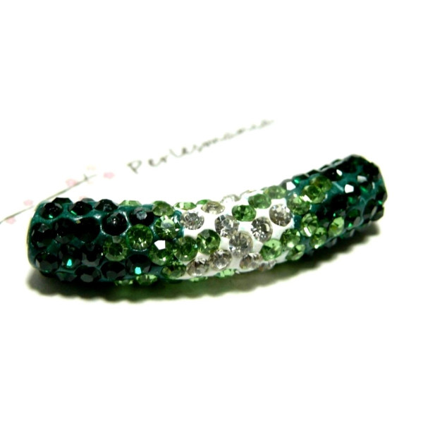 1 Magnifique Tube Shambala Shamballa Vert – Fimo & Strass Synthétiques Qualité
