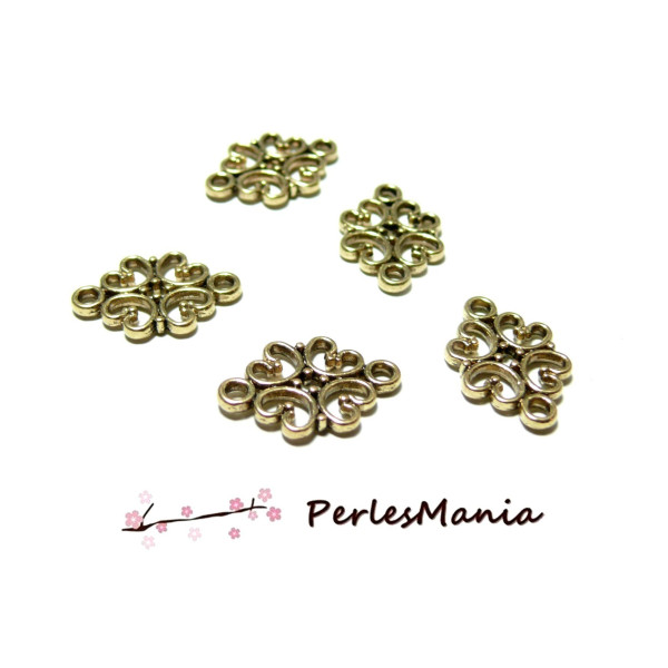 Pendentifs Connecteur arabesque, métal couleur Or Antique