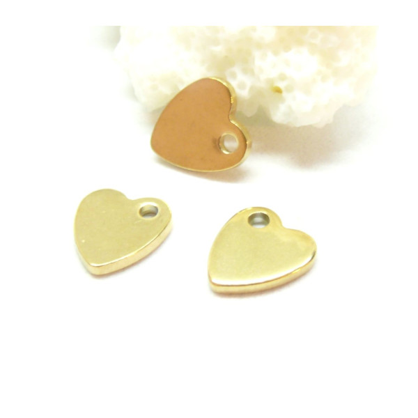 Pendentifs, Cœur 10 mm, Acier Inoxydable 304 finition Doré, Placage IONIQUE