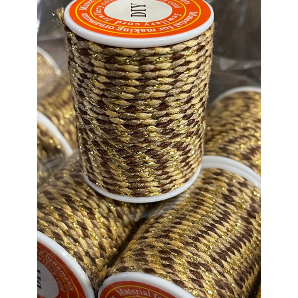 Cordon tressé, fil métallisé doré 1.5mm coloris D39