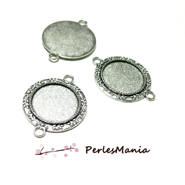 Connecteurs ROND Liere Arty, Laiton  Argent Antique