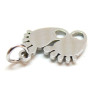 Pendentifs avec anneau Petits pieds avec Coeur, Baby shower 13mm, Acier Inoxydable 304 finition Argenté