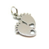 Pendentifs avec anneau Petits pieds avec Coeur, Baby shower 13mm, Acier Inoxydable 304 finition Argenté