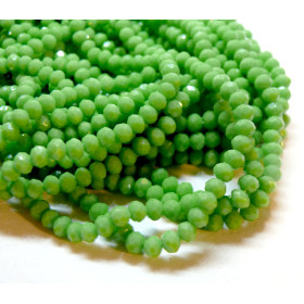 Perles à facettes, rondelles en verre 4.5x3.5mm, VERT Pomme D30
