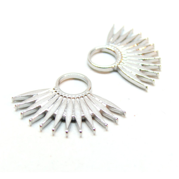 Pendentif Eventail 28 mm, Acier Inoxydable 304 finition Argenté