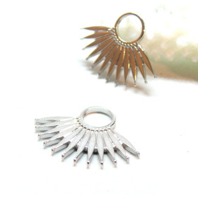 Pendentif Eventail 28 mm, Acier Inoxydable 304 finition Argenté