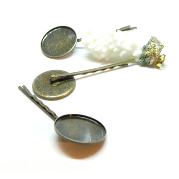 supports de barrettes 20mm BRONZE ronde qualité pour création de bijoux