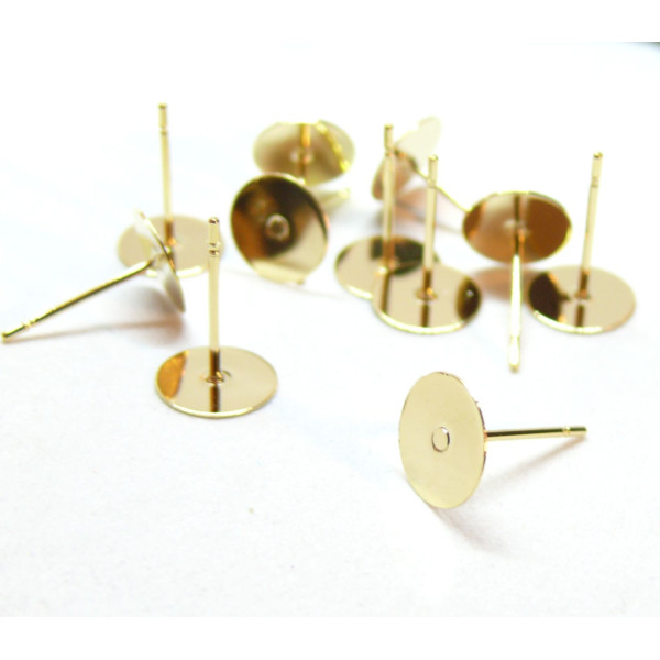 Supports de Boucle d'oreille puce 8 mm, en Acier Inoxydable  304 Placage Doré