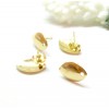 Boucles d’Oreille Puces Ovales Bombées 15mm – Acier Inoxydable 304 Doré