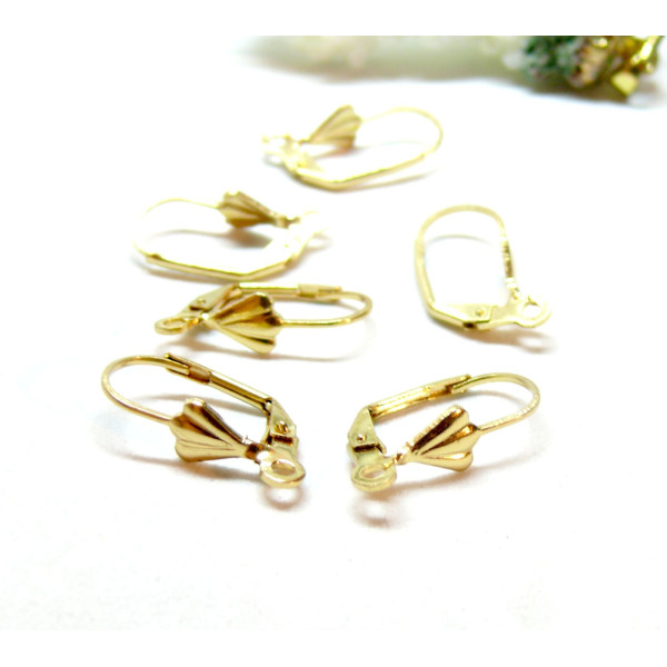 Boucles d'oreille, dormeuses Éventail  19mm, Acier Inoxydable 304 finition Doré 18KT