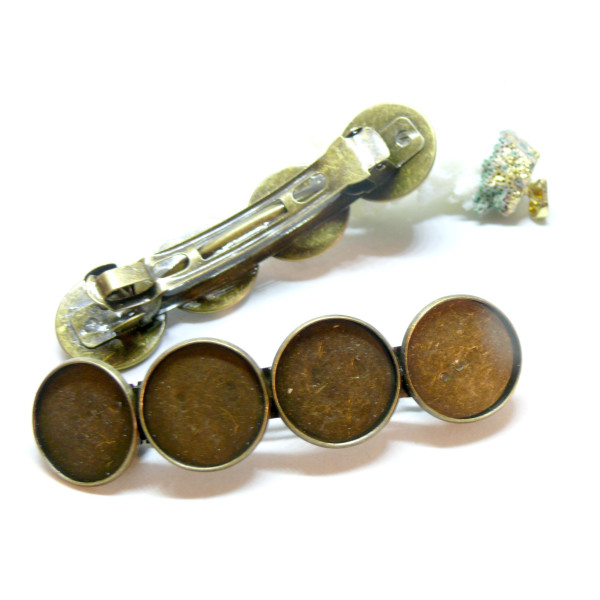 Barrettes CLIPS, PINCE A CHEVEUX,  laiton finition BRONZE, pour 4 cabochons en 20mm