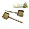 Supports de barrettes, Bob pin, bord épais, carré 16mm, laiton, finition Bronze