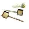 Supports de barrettes, Bob pin, bord épais, carré 16mm, laiton, finition Bronze