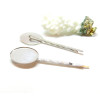 Supports de barrettes, Bob pin, Plateau dentelle 13 par 18mm, laiton coloris Argent platine