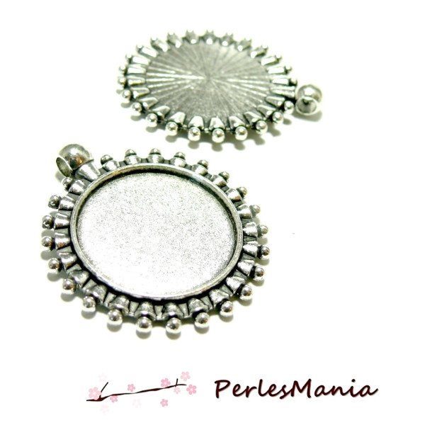 Support de Pendentifs ARTY ART DECO 25mm, Laiton coloris Argent Antique
