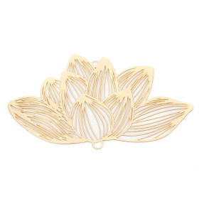 Estampes, connecteur filigrane, Fleur de Lotus 71mm, métal finition Doré