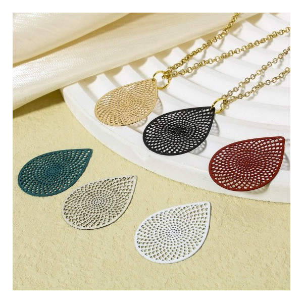 Estampes, Pendentifs Goutte 29mm, métal finition ROUGE