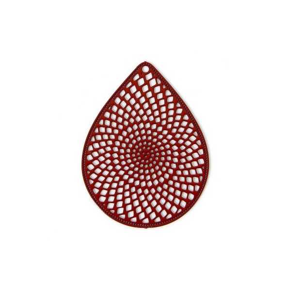 Estampes, Pendentifs Goutte 29mm, métal finition ROUGE