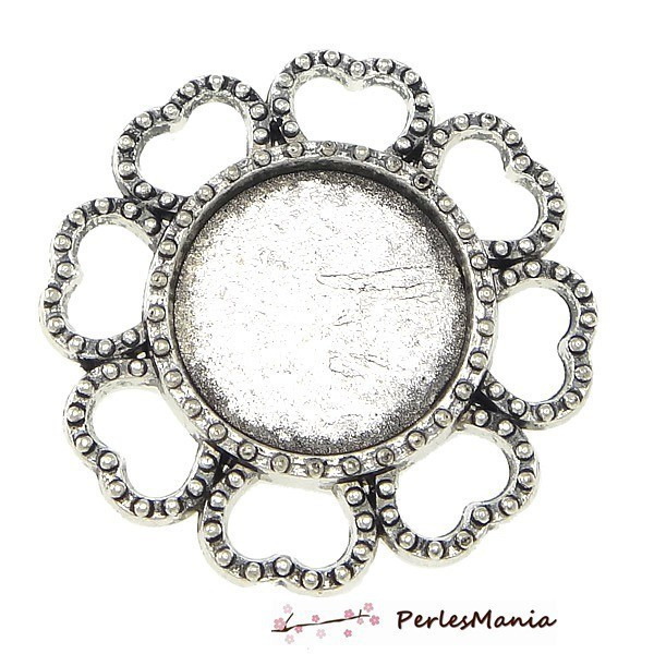 Connecteurs ROND, PETALE ARTY  14 mm, laiton finition Argent Antique, DIY