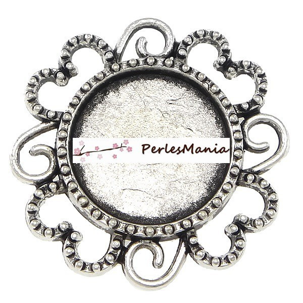 Pendentifs, CONNECTEUR ARTY FLEUR 14mm,  laiton finition Argent Antique