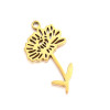 Pendentif Fleur sur tige 20 mm, symbole mois d' Avril, Acier Inoxydable 304 finition Doré