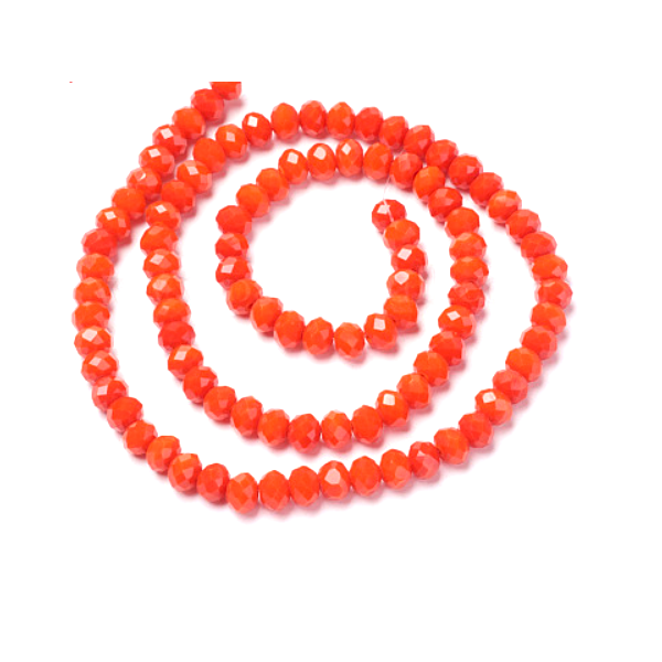 Perles à facettes, rondelles en verre 4 par 3mm, coloris Orange Rouge, couleur D03