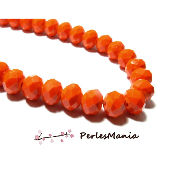 Perles à facettes rondelles en verre 4x3mm Orange Rouge D03