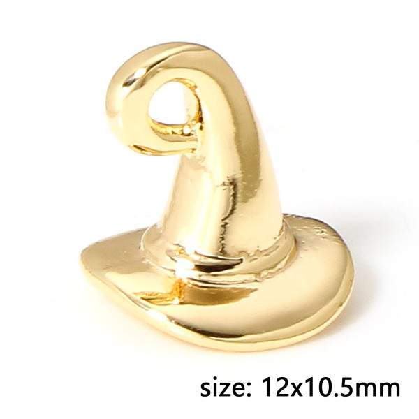 Pendentif Chapeau de Sorcière 12mm, Laiton finition doré à l'or fin 18K