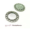 Supports de Connecteurs ROND,  ROUE ARTY pour cabochon 20mm, laiton finition Argent Antique
