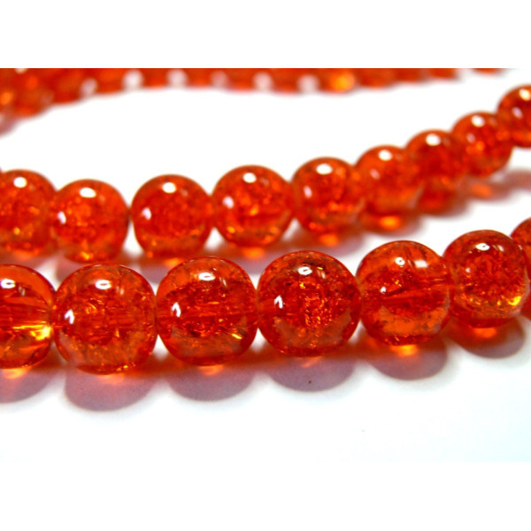 Lot de 40 Perles de Verre Craquelé Ronde 10mm – Orange