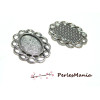 Pendentifs, connecteurs Ovale ENTRELACS 13 par 18mm, laiton finition Argent Antique