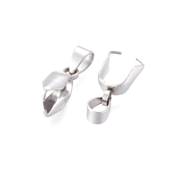 Pendentifs, bélières à pince 9mm, Acier Inoxydable 304, finition Argent Platine