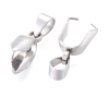 Pendentifs, bélières à pince 9mm, Acier Inoxydable 304, finition Argent Platine