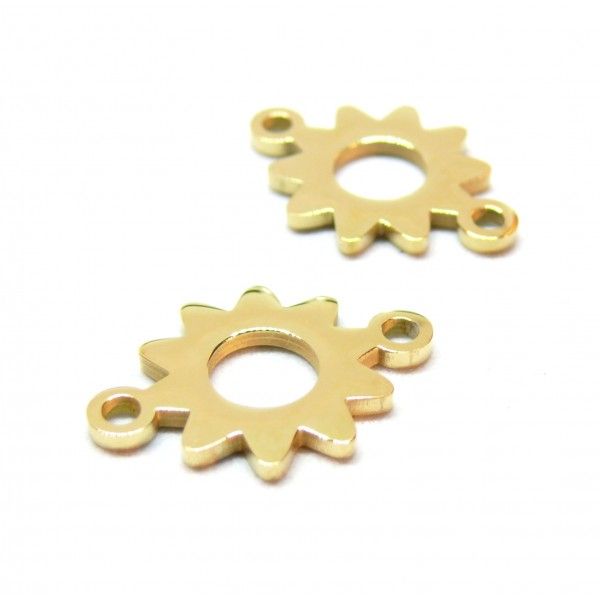 Connecteur Soleil 21mm, Acier Inoxydable, finition Doré