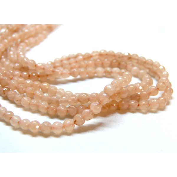 H11R344-3mm – Lot de 30 ou 60 Perles Rondes Agate Facettées 3 mm Vieux Rose Coloris 35