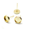 Supports de Boucles d'oreille, clou PUCE 12mm, Acier Inoxydable 304, finition Doré à l'or fin 18K